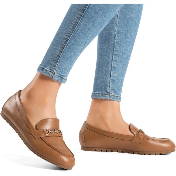 Dream Pairs Women Brown-pu Faux Leather Lightweight Arch Support Slip On Flat - Picture 6 of 9